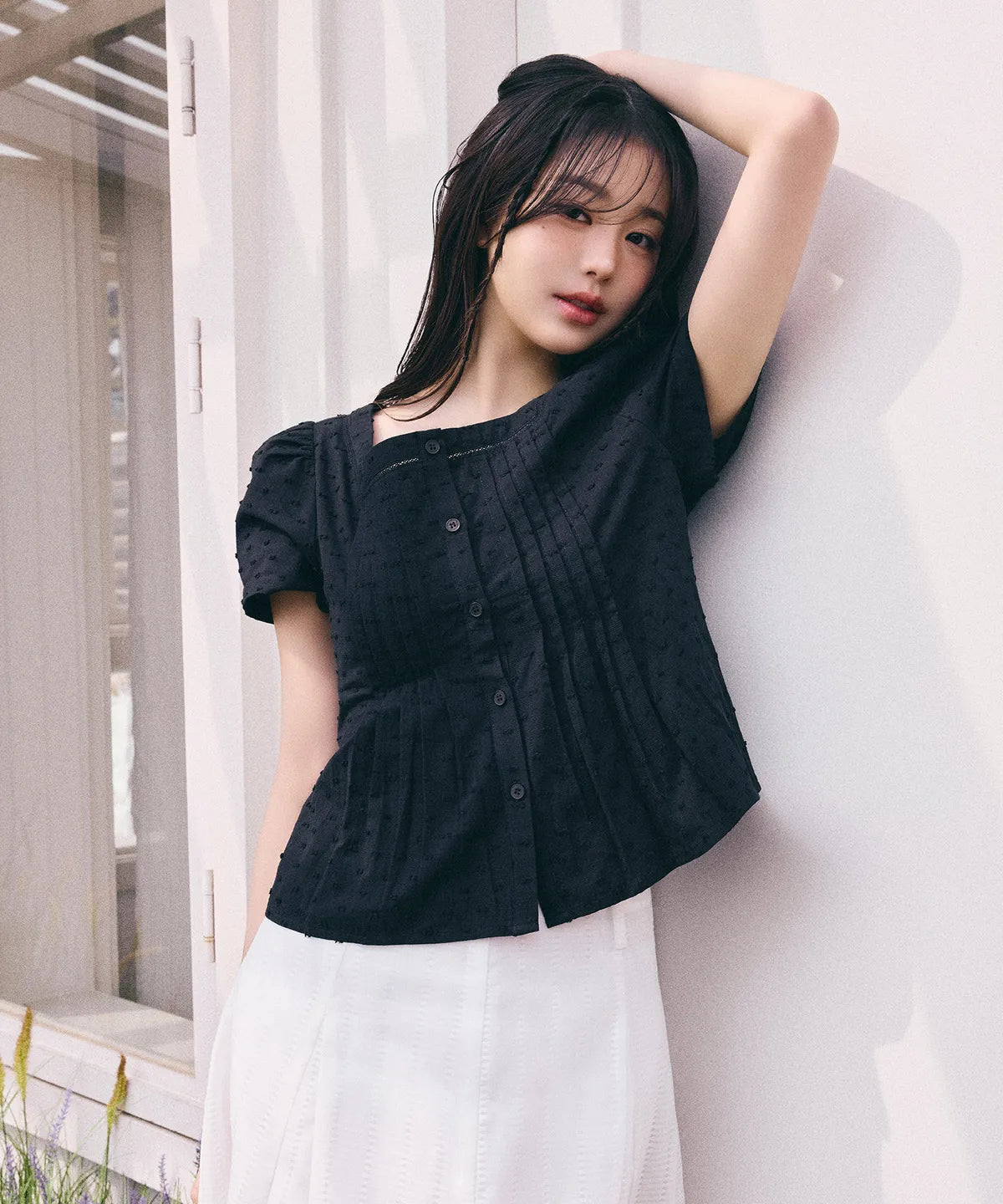 SQUARE NECK LACE BLOUSE - 2 colors #WONYOUNG同款!