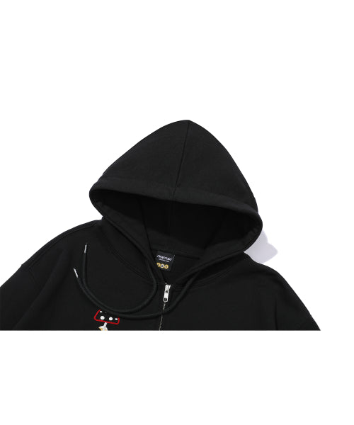 2-WAY STITCH HOOD ZIP-UP - 2 COLORS BLACK