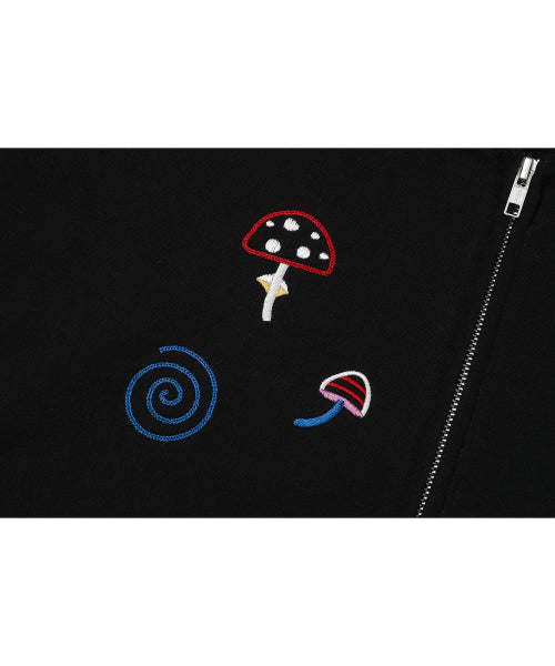 2-WAY STITCH HOOD ZIP-UP - 2 COLORS BLACK