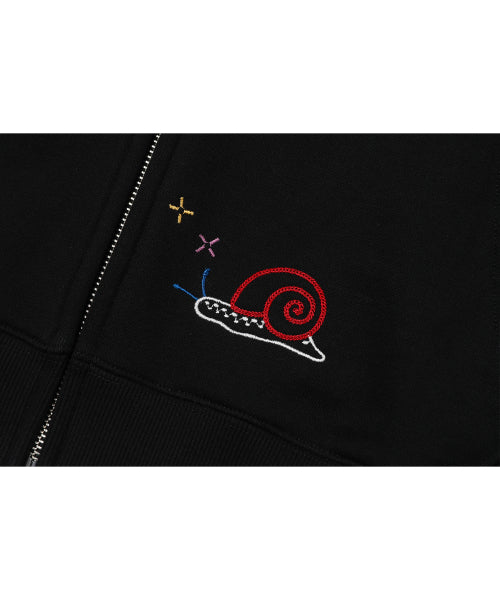 2-WAY STITCH HOOD ZIP-UP - 2 COLORS BLACK