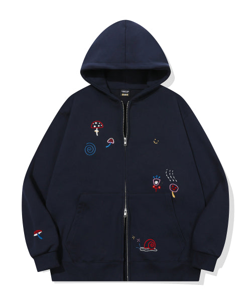 2-WAY STITCH HOOD ZIP-UP - 2 COLORS NAVY