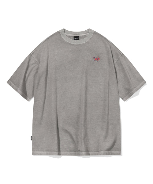 CAT STITCH PIGMENT SHORT SLEEVE TEE - 4 COLORS GREY