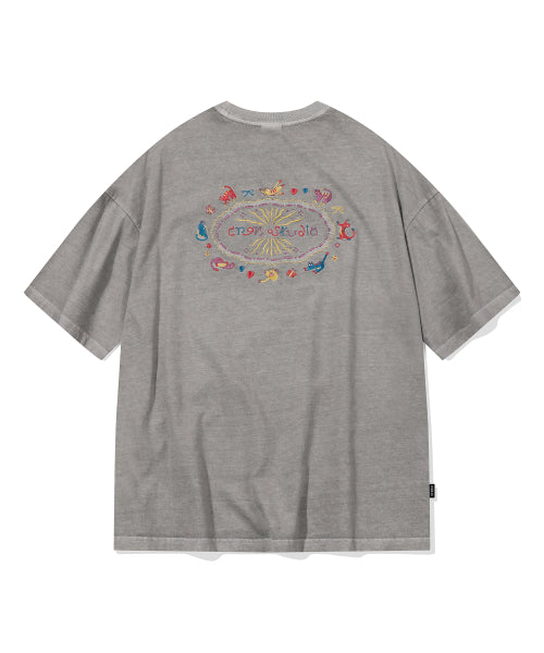 CAT STITCH PIGMENT SHORT SLEEVE TEE - 4 COLORS GREY
