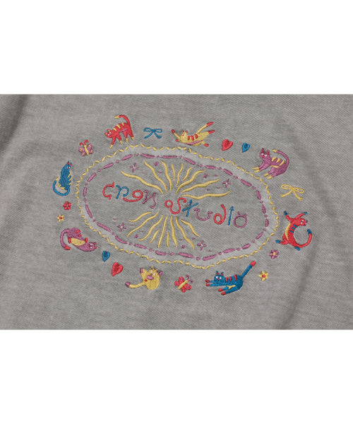 CAT STITCH PIGMENT SHORT SLEEVE TEE - 4 COLORS GREY