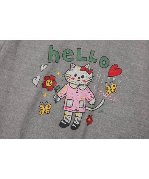 HELLO FLOWER PIGMENT SHORT SLEEVE TEE - 2 COLORS GREY