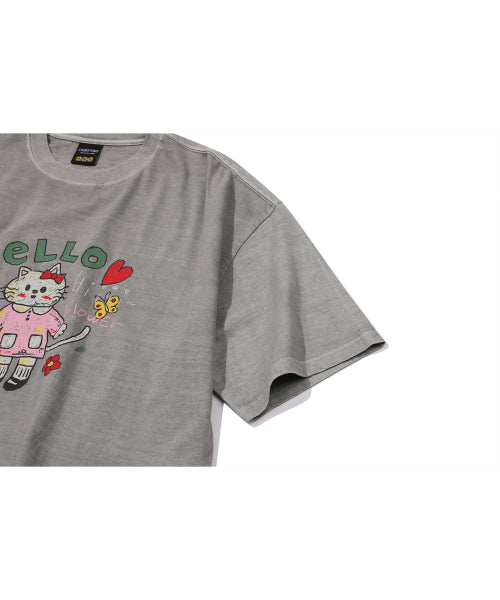 HELLO FLOWER PIGMENT SHORT SLEEVE TEE - 2 COLORS GREY