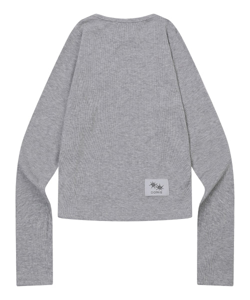 SORE SIDE BUTTON LONG SLEEVE TEE - 3 COLORS CHARCOAL