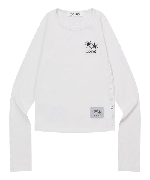 SORE SIDE BUTTON LONG SLEEVE TEE - 3 COLORS CHARCOAL