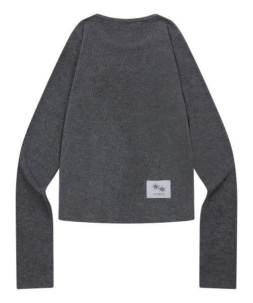SORE SIDE BUTTON LONG SLEEVE TEE - 3 COLORS CHARCOAL