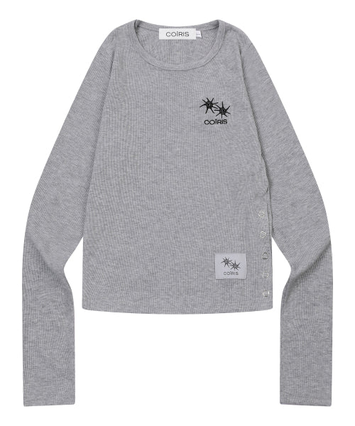 SORE SIDE BUTTON LONG SLEEVE TEE - 3 COLORS CHARCOAL