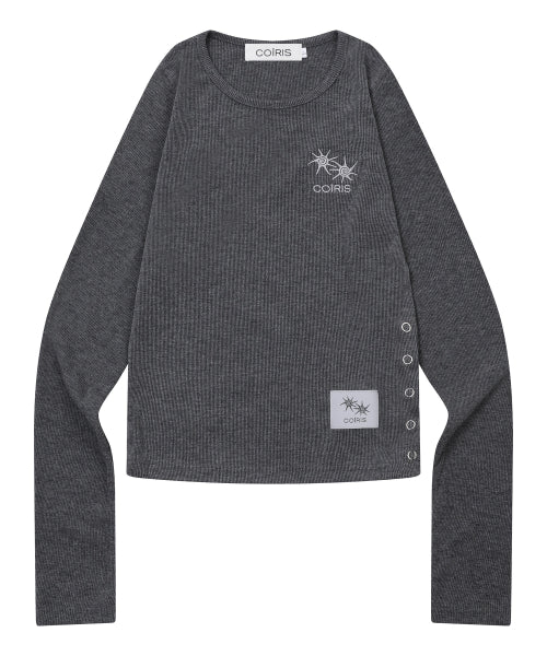 SORE SIDE BUTTON LONG SLEEVE TEE - 3 COLORS CHARCOAL