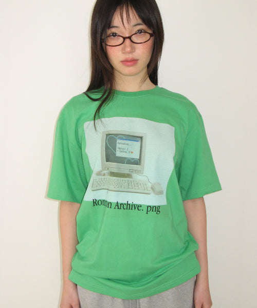 RETRO COMPUTER GRAPHIC OVER FIT T SHIRT - 2 COLORS GREEN