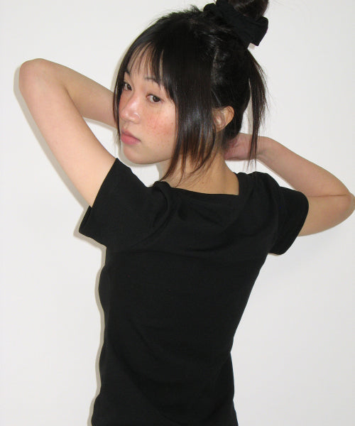 SCRUNCHIE SET SLIM FIT T SHIRT - 3 COLORS BLACK