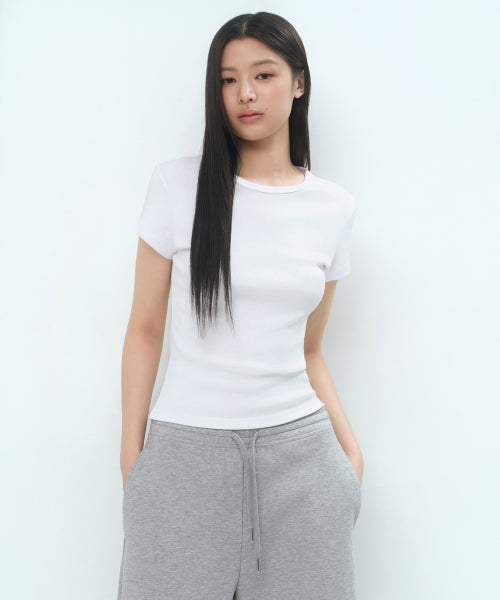 WOMENS SLIM CREW NECK TEE #韓韶禧同款! - 5 COLORS BLACK