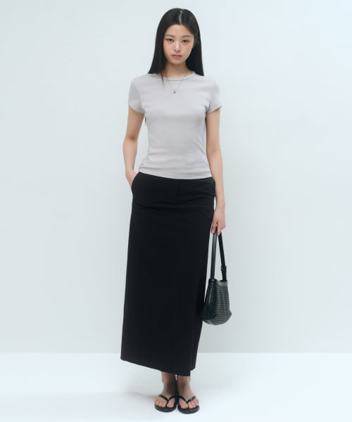 WOMENS SLIM CREW NECK TEE #韓韶禧同款! - 5 COLORS BLACK
