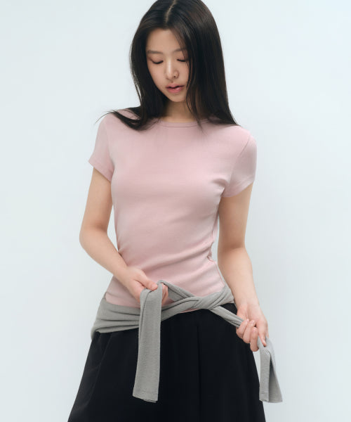 WOMENS SLIM CREW NECK TEE #韓韶禧同款! - 5 COLORS BLACK