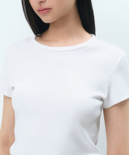 WOMENS SLIM CREW NECK TEE #韓韶禧同款! - 5 COLORS BLACK