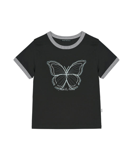 BUTTERFLY GRAPHIC RINGER TOP #徐睿知同款! - 4 COLORS CHARCOAL
