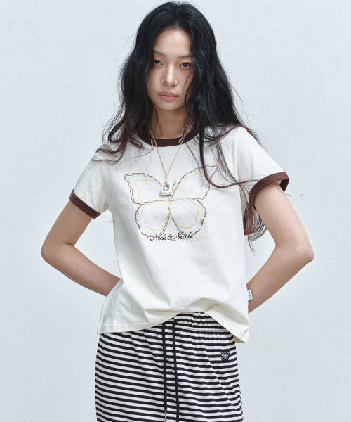 BUTTERFLY GRAPHIC RINGER TOP #徐睿知同款! - 4 COLORS CREAM
