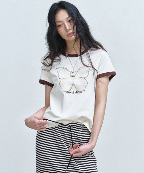 BUTTERFLY GRAPHIC RINGER TOP #徐睿知同款! - 4 COLORS CREAM