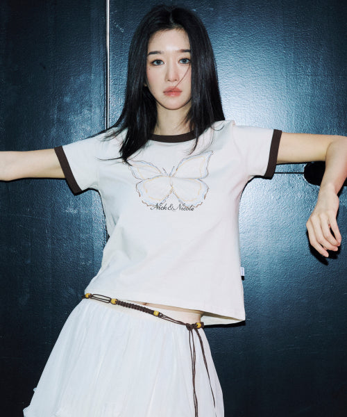 BUTTERFLY GRAPHIC RINGER TOP #徐睿知同款! - 4 COLORS CREAM