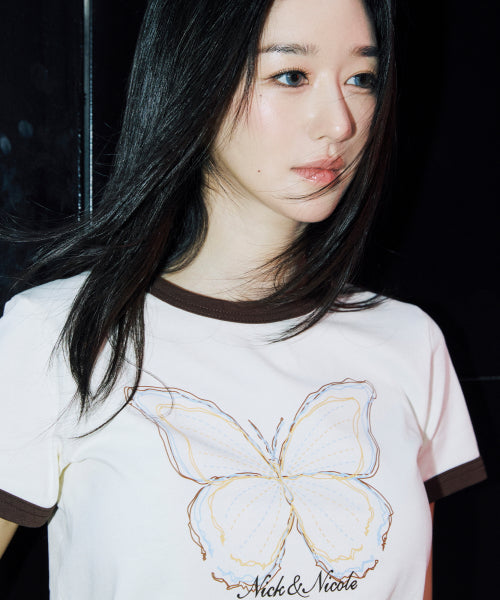 BUTTERFLY GRAPHIC RINGER TOP #徐睿知同款! - 4 COLORS CREAM