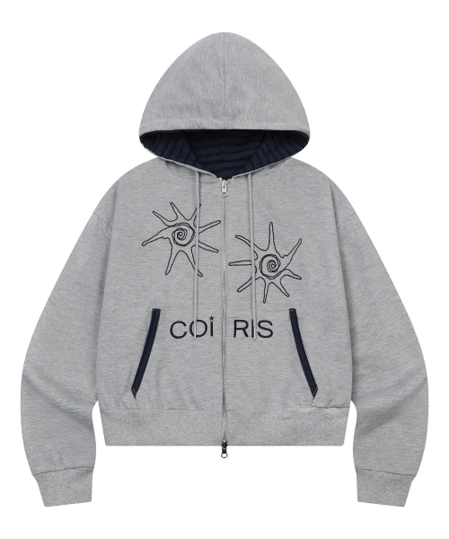 TEE STRIPE HOODIE GREY