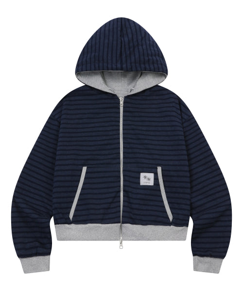 TEE STRIPE HOODIE GREY
