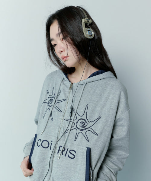 TEE STRIPE HOODIE GREY