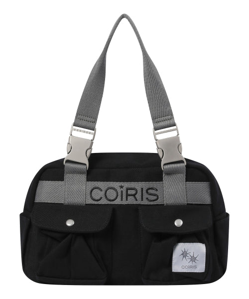 2 POCKET BUCKLE SHOULDER BAG - 2 COLORS BLACK