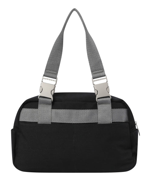2 POCKET BUCKLE SHOULDER BAG - 2 COLORS BLACK