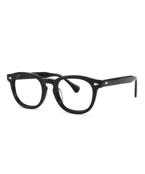ROUND HORN-RIM GLASSES BLUE