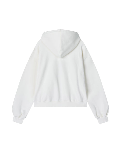 MARGARINE APPLIQUE TWO-WAY ZIP-UP HOODIE - 5 COLORS IVORY