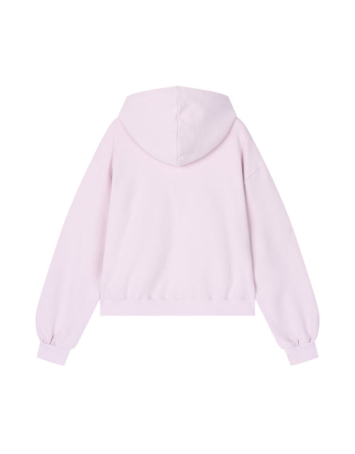 MARGARINE APPLIQUE TWO-WAY ZIP-UP HOODIE - 5 COLORS PINK