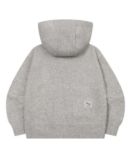 BUTTON HOODIE KNIT CARDIGAN - 2 COLORS CHARCOAL