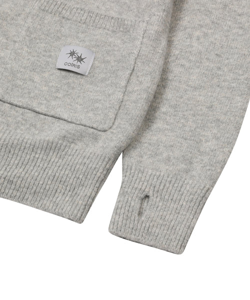 BUTTON HOODIE KNIT CARDIGAN - 2 COLORS CHARCOAL