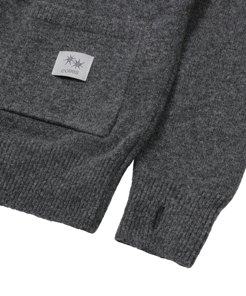 BUTTON HOODIE KNIT CARDIGAN - 2 COLORS CHARCOAL