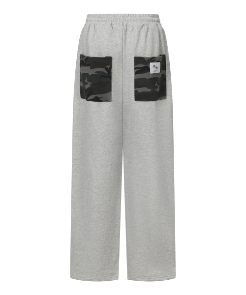 CONTRAST WIDE PANTS GREY