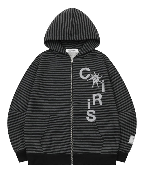 STRIPE HOODIE UNISEX CHARCOAL