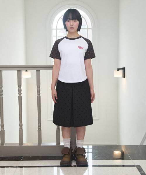 DOUBLE HEART DOT CROP TEE