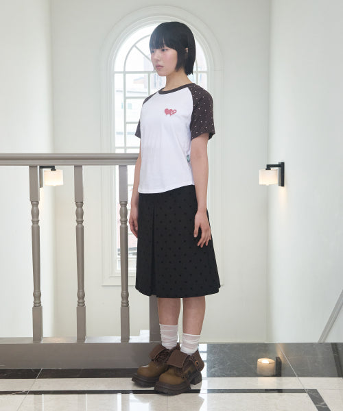 DOUBLE HEART DOT CROP TEE