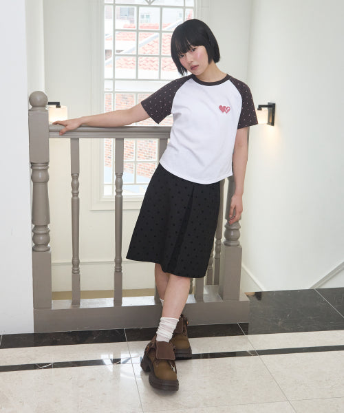 DOUBLE HEART DOT CROP TEE