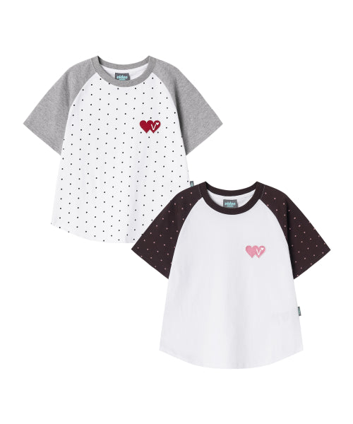 DOUBLE HEART DOT CROP TEE