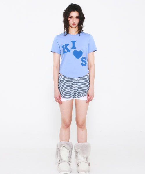 MESSY KISS LOGO T-SHIRT - 4 COLORS BLUE