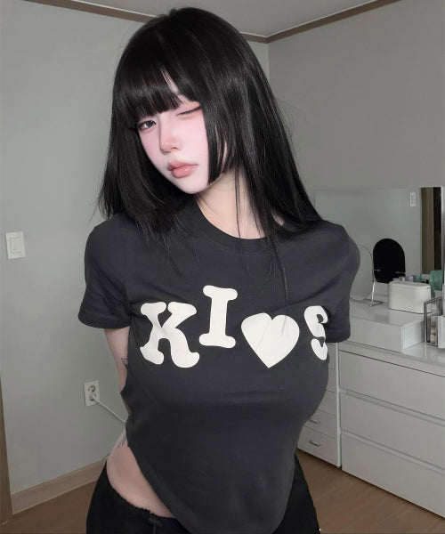 BUMPY KISS LOGO T-SHIRT - 4 COLORS CHARCOAL