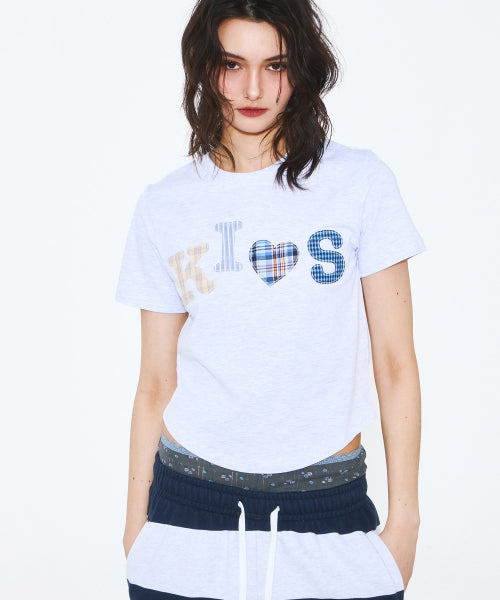 BUMPY KISS LOGO APPLIQUE T-SHIRT - 2 COLORS GREY