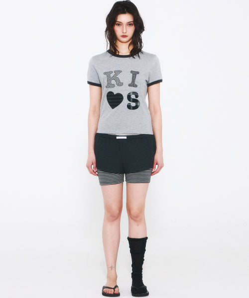 KISS MAR APPLIQUE LOGO T-SHIRT - 2 COLORS GREY