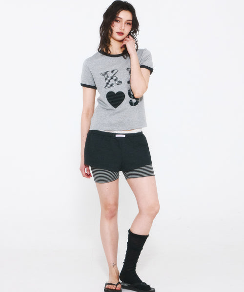 KISS MAR APPLIQUE LOGO T-SHIRT - 2 COLORS GREY