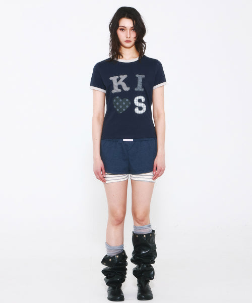 KISS MAR APPLIQUE LOGO T-SHIRT - 2 COLORS NAVY