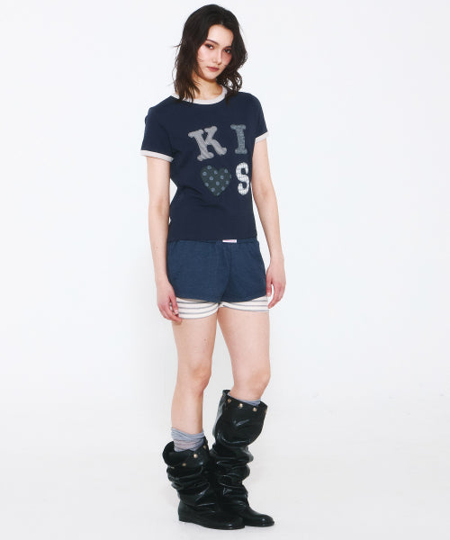 KISS MAR APPLIQUE LOGO T-SHIRT - 2 COLORS NAVY